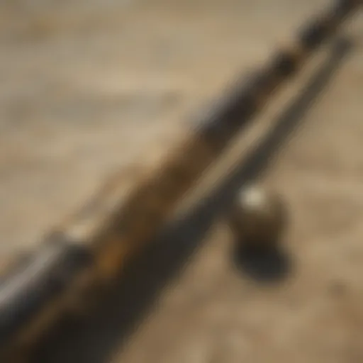 Close-up of a scorpion pool cue showcasing intricate detailing