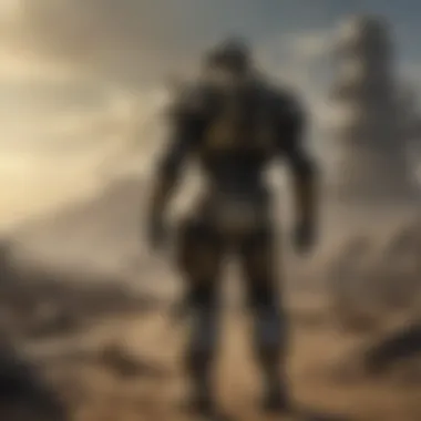 Dystopian Landscape of Fallout A dystopian landscape reminiscent of the Fallout universe, showcasing desolation and remnants of civilization.
