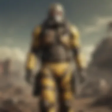 Character equipped with a hazmat suit in a desolate Fallout landscape