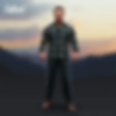 Raiders Flannel Shirt in the Fallout Universe A character from the Fallout universe wearing the Raiders Flannel Shirt against a post-apocalyptic backdrop