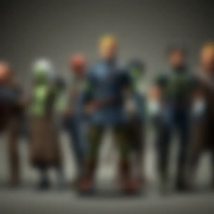 Diverse Characters in Fallout Figurine Collection Group of Fallout figurines representing various characters in vibrant colors
