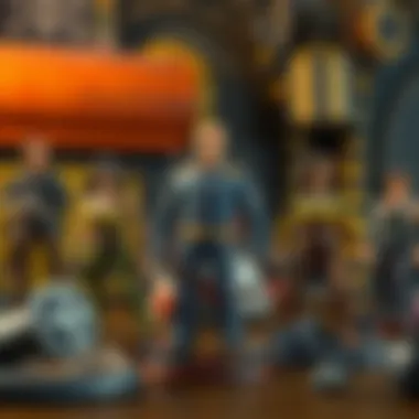 Showcasing Fallout Figurines in a Gaming Environment Display of a Fallout figurine collection in a gaming setup