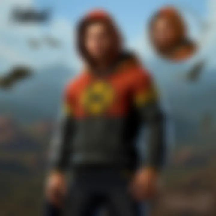 Close-up of the Fallout hoodie design showcasing iconic symbols and patterns