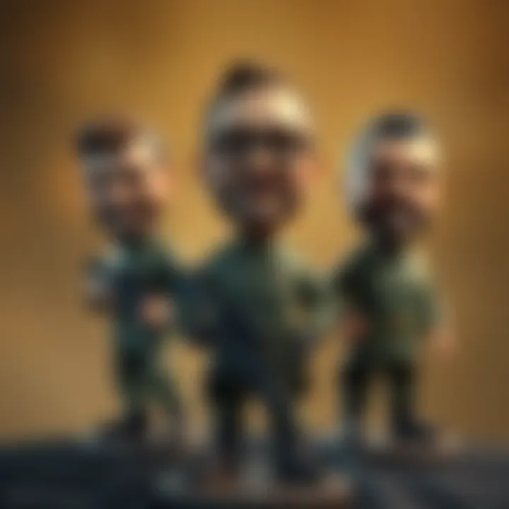 Celebration of Custom Bobbleheads at Military Event Celebration scene featuring fans admiring their custom bobbleheads at a military event