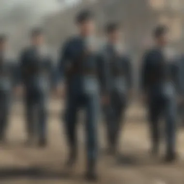 Cadets standing in formation during army graduation parade