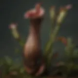 Close-up view of the intricate morphology of the giant pitcher plant