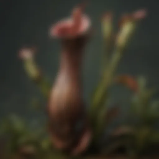 Close-up view of the intricate morphology of the giant pitcher plant