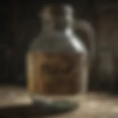 Glass moonshine jug displayed in a cultural setting