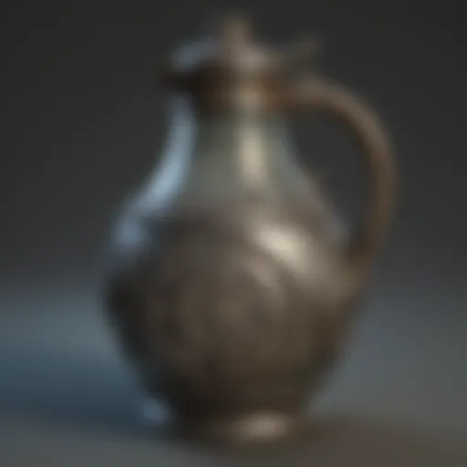 Elegant glass moonshine jug with intricate designs