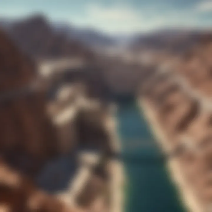 Majestic Hoover Dam against a backdrop of mountains