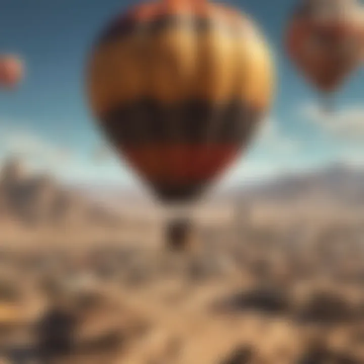 Colorful hot air balloons floating over Boulder City