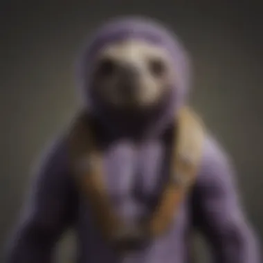 Close-up of Intriguing Purple Sloth Stuffed Animal Features