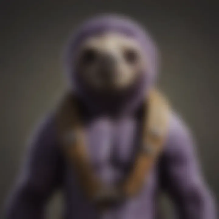 Close-up of Intriguing Purple Sloth Stuffed Animal Features