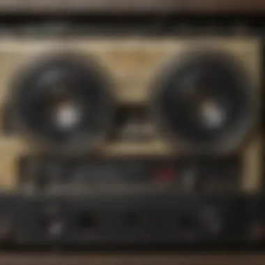 Close-up of tape cassette in a tape recorder