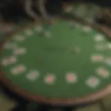 Blackjack cards on green felt table