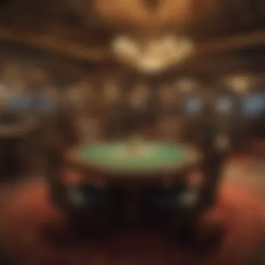 Luxurious casino setting with blackjack table