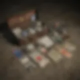 Detailed view of first aid supplies in a wasteland setting