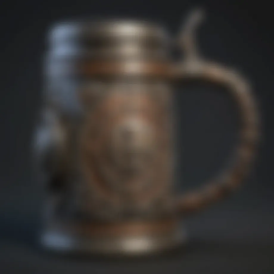 Craftsman delicately engraving intricate design on metal stein