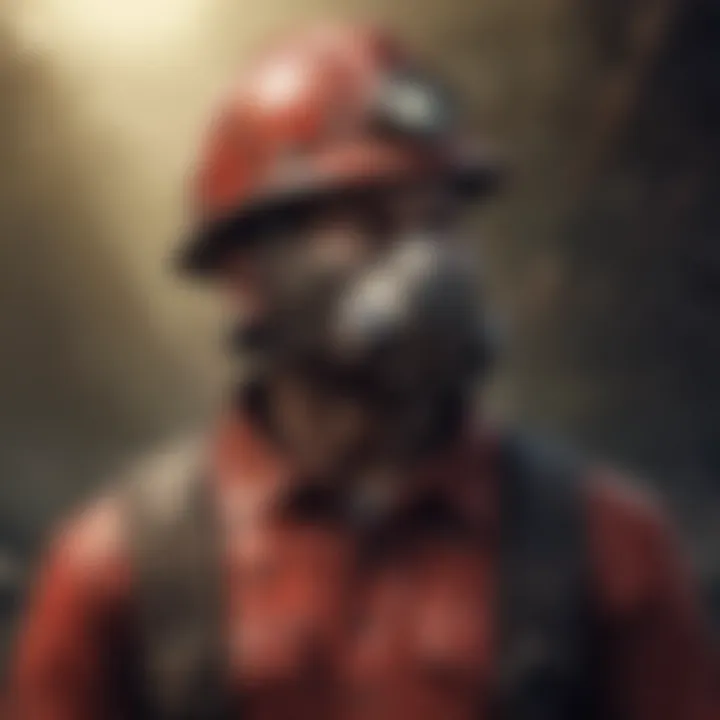 Red mining hard hat as a safety emblem