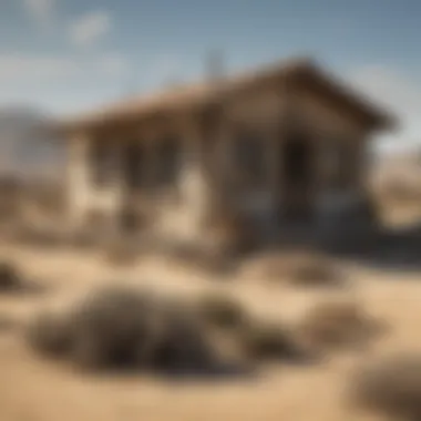 Aerial view of a community of Mojave houses amidst natural beauty