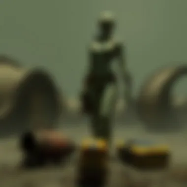 Artifacts surrounded by eerie silence and decay.