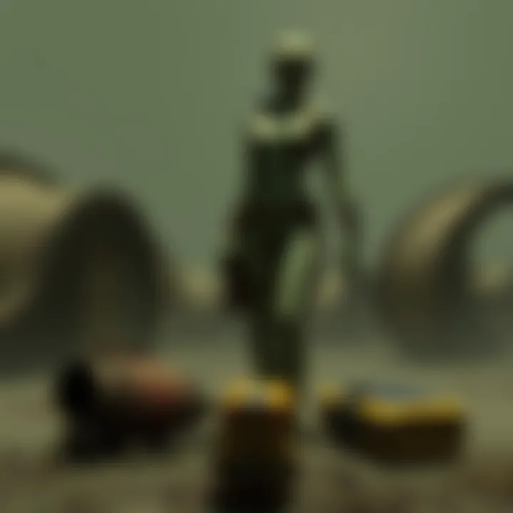 Artifacts surrounded by eerie silence and decay.