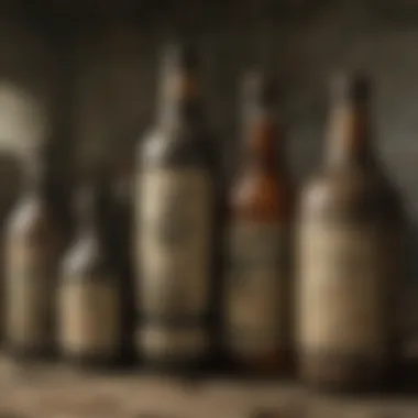 Close-up of an empty bourbon bottle with wear and tear, showcasing its narrative significance in the game's lore.