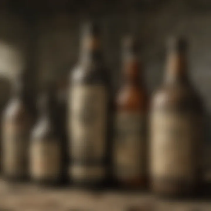 Close-up of an empty bourbon bottle with wear and tear, showcasing its narrative significance in the game's lore.