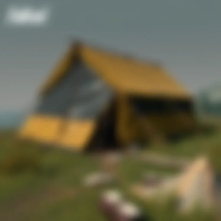 Durable survival tent set up in a forest clearing