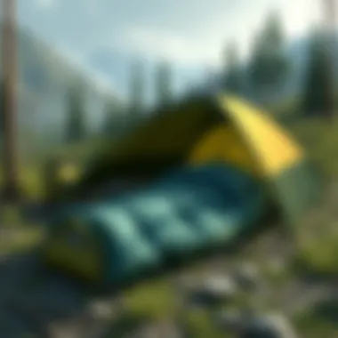 High-quality sleeping bag laid out on a campsite