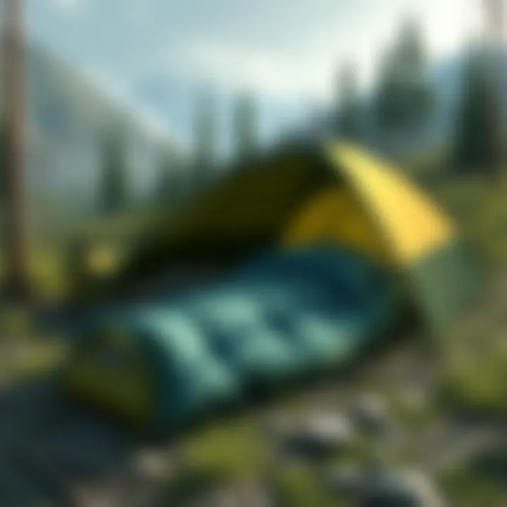 High-quality sleeping bag laid out on a campsite