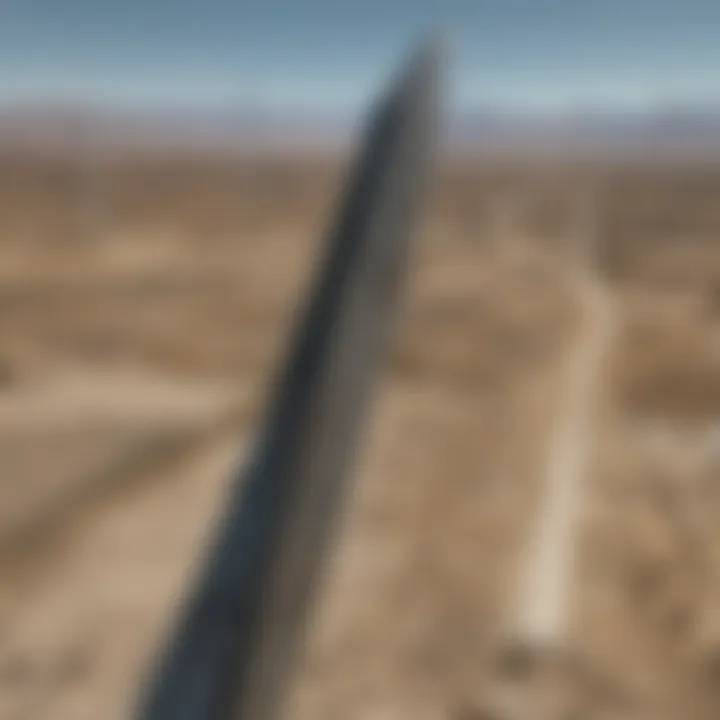 Close-up of wind turbine blades spinning under the clear Nevada sky