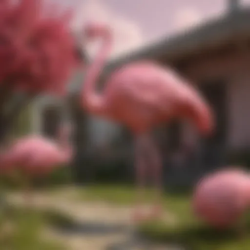 Elegant Pink Flamingo Sculpture in Artistic Setting