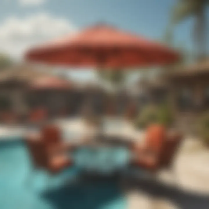 Colorful Patio Umbrella by the Pool