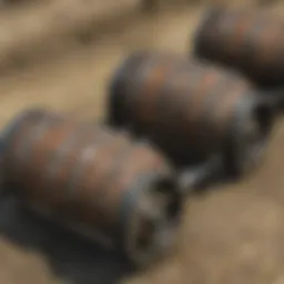 A detailed view of PV log rollers in the Fallout environment