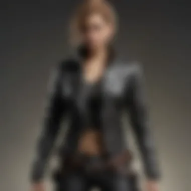 Stylish raider woman in leather jacket