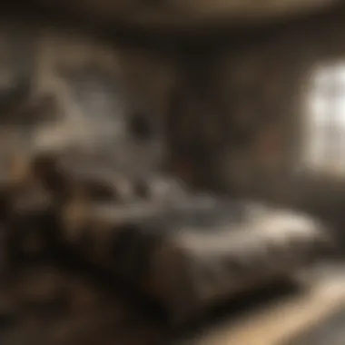 Rustic Raider Aesthetics in Bedroom Design Rustic raider-themed bedroom with worn furnishings