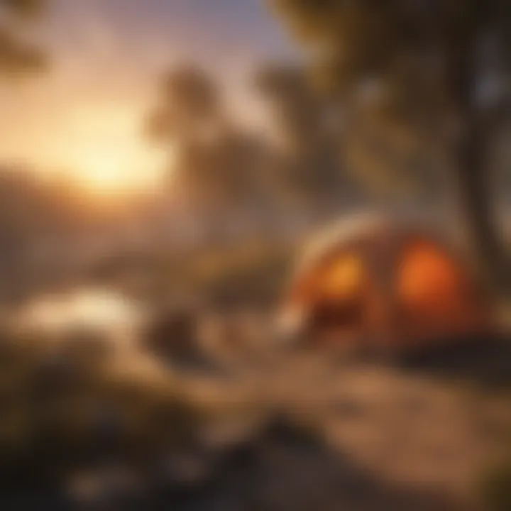 Riverside Campsite with Idyllic Sunset Setting