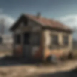 Rustic metal shack with weathered exterior