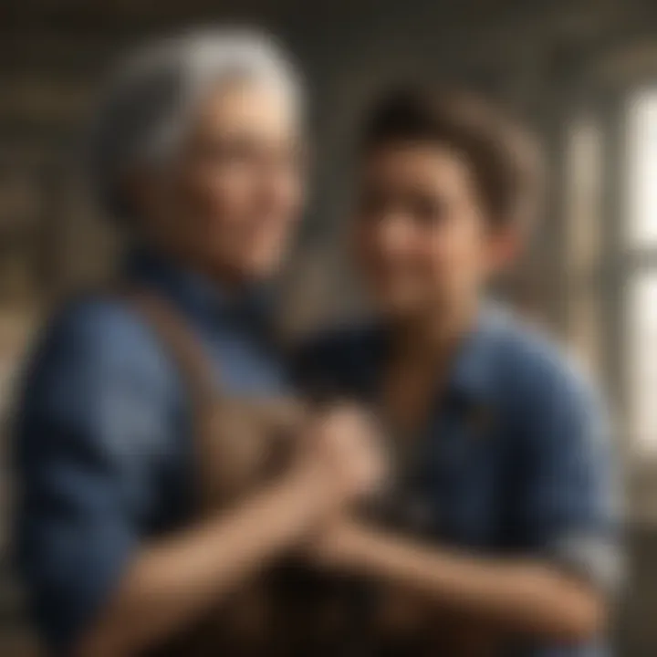 Elderly woman reading a storybook to a child