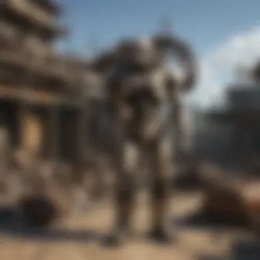 A player character navigating through the debris and ruins of Star City Junkyard.