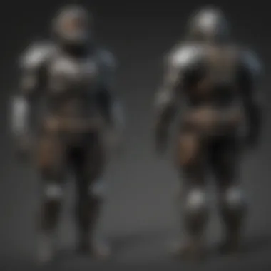 Concept art depicting a steel raider's unique armor and weaponry