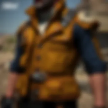 A close-up of a vest's fabric texture and design details