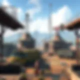 The Expansive View of the Big Top Junkyard An expansive view of the Big Top Junkyard filled with scattered debris and remnants of the past.