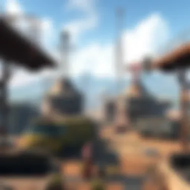 The Expansive View of the Big Top Junkyard An expansive view of the Big Top Junkyard filled with scattered debris and remnants of the past.