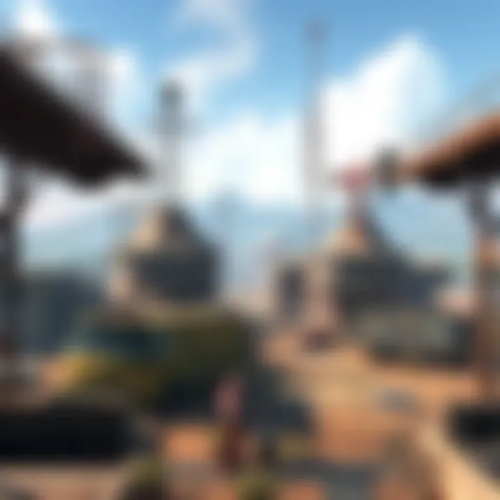 The Expansive View of the Big Top Junkyard An expansive view of the Big Top Junkyard filled with scattered debris and remnants of the past.