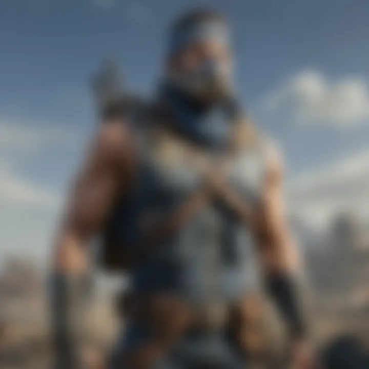 A character from the Fallout universe donning a blue bandana and a bulletproof vest