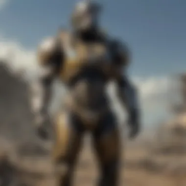 Futuristic Bodysuit Design A futuristic bodysuit designed for survival in a post-apocalyptic setting, showcasing intricate armor plating and technology.