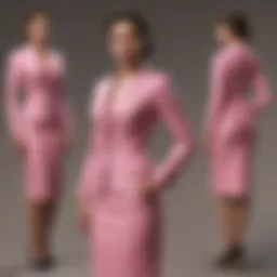 A vintage pink suit dress from the 1960s showcasing classic tailoring.