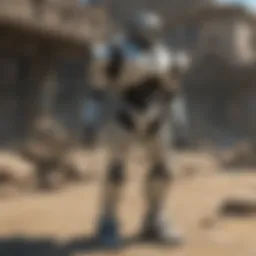 A futuristic security robot patrolling a high-tech environment.